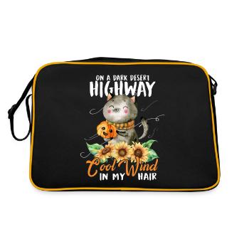 Sur une route du désert sombre, vent frais dans mes cheveux - Sac Retro - noir/or - Dos