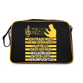 Dirigent mit Taktstock lustiger Spruch - Retro Tasche - Schwarz/Gold - Hinten