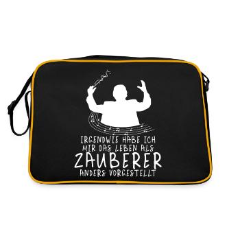 Dirigent Zauberer Musik Magier Spruch - Retro Tasche - Schwarz/Gold - Hinten
