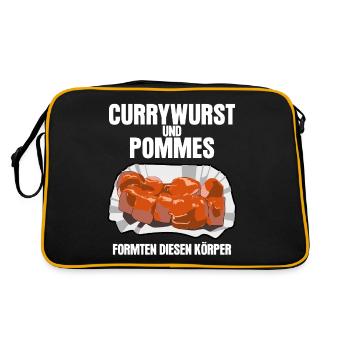 Currywurst formte diesen Körper - lustig - Retro Tasche - Schwarz/Gold - Hinten