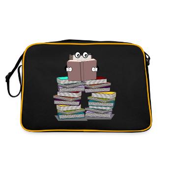 Livre lit des livres - ver de bibliothèque drôle - Sac Retro - noir/or - Dos