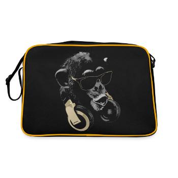 Affe DJ Bling - Retro Tasche - Schwarz/Gold - Hinten