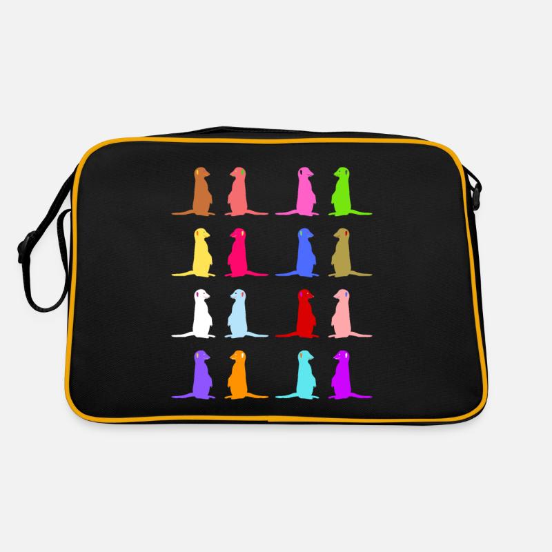 Design rétro coloré suricate - Sac Retro - noir/or