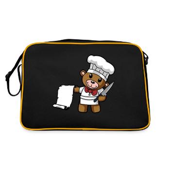 Chef Kitchen Restaurant Gourmet Chef Chefs Teddy - Retro Bag - black/gold - Back