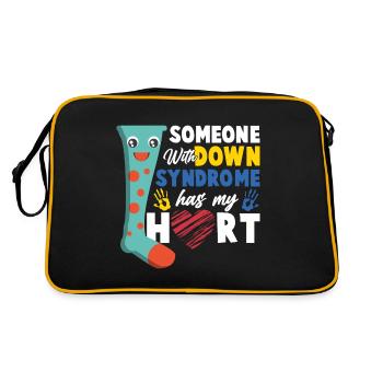 Down Syndrom Socke Herz Liebe Geschenk - Retro Tasche - Schwarz/Gold - Hinten
