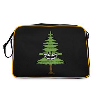 Tanne Baum Bäume Wald Natur Spaßig Tannenbaum - Retro Tasche - Schwarz/Gold - Hinten