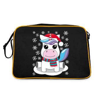 Einhorn Weihnachten Geschenk Weihnachtsgeschenk - Retro Tasche - Schwarz/Gold - Hinten