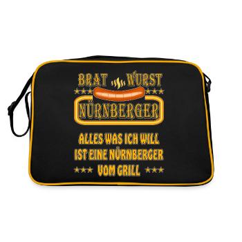 BRATWURST NÜRNBERGER - Retro Tasche - Schwarz/Gold - Hinten