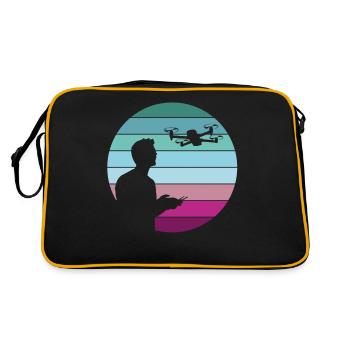 Drohne Pilot Quadrocopter Geschenk Retro Vintage - Retro Tasche - Schwarz/Gold - Hinten