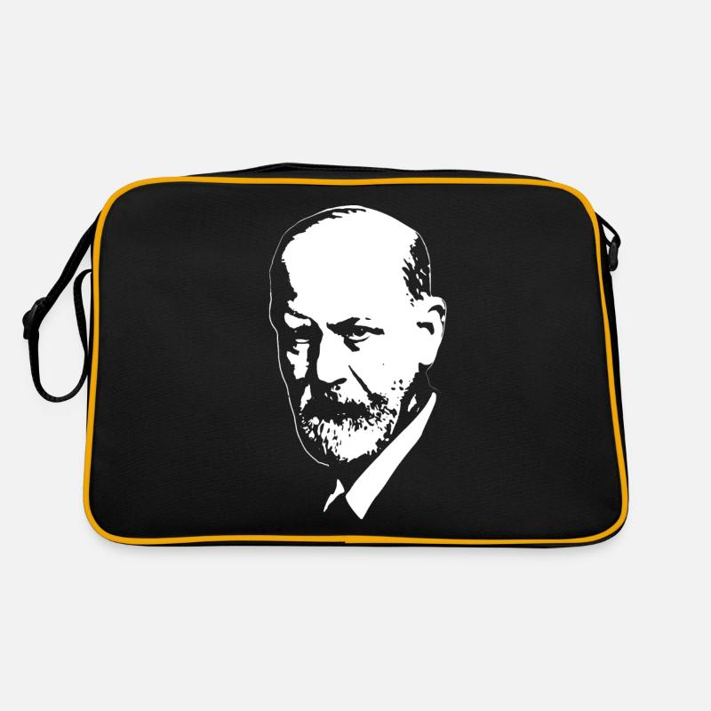 Sigmund Freud weiß auf schwarz - Sac Retro - noir/or