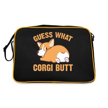 Guess What Corgi Butt Funny Corgi Dog T Shirt - Retro Bag - black/gold - Back