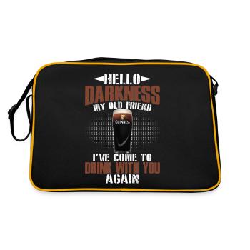 Hello Darkness My Old Friend Come Drink With You - Retro Tasche - Schwarz/Gold - Hinten