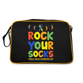 Down syndrome sock gift - Retro Bag - black/gold - Back