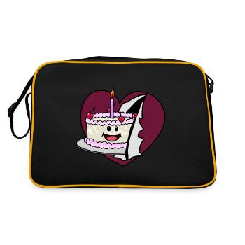 Heart birthday tart congratulation cake pastry - Retro Bag - black/gold - Back