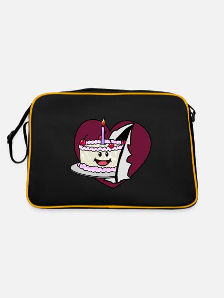 Heart birthday tart congratulation cake pastry - Retro Bag - black/gold - Back