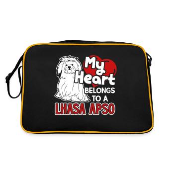 Mein Herz gehört zu einem Lhasa Apso Shirt - Retro Tasche - Schwarz/Gold - Hinten
