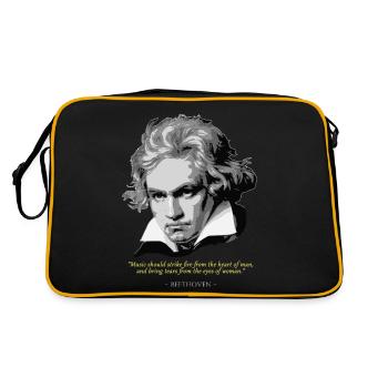 BeethovenZitat - Retro Tasche - Schwarz/Gold - Hinten