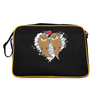 Loutres de loutre amoureuses - Sac Retro - noir/or - Dos