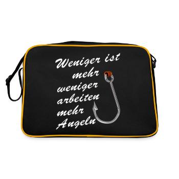 WENIGER IST MEHR WENIGER ARBEITEN MEHR ANGELN - Retro Tasche - Schwarz/Gold - Hinten