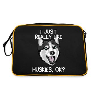 J'aime vraiment les Huskies, d'accord? - Sac Retro - noir/or - Dos