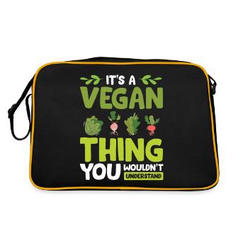 Vegan Veganer - Retro Tasche - Schwarz/Gold - Hinten