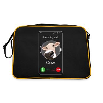 Appel entrant vache - appel drôle - Sac Retro - noir/or - Dos
