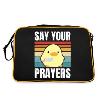 Say your prayers cute duck with knife meme chicken - Retro Bag - black/gold - Back