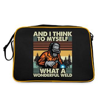 And I Think To Mýelf What A Wonderful Weld T Shirt - Retro Tasche - Schwarz/Gold - Hinten