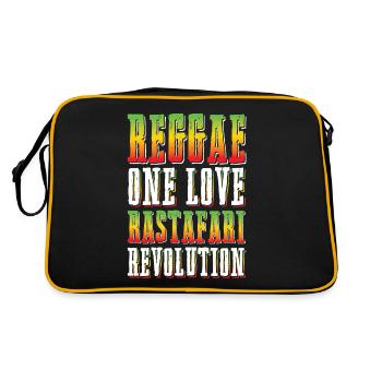 Reggae Musik Rastafari - Retro Tasche - Schwarz/Gold - Hinten