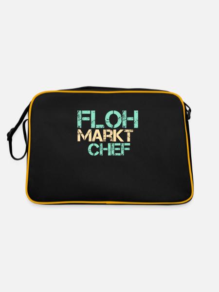 Flohmarkt Chef Markt Tag Geschenk Händler Trödelma - Retro Tasche - Schwarz/Gold - Hinten