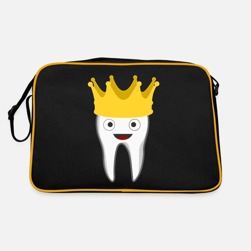 Zahnarzt - Zahnkrone Zahn - Retro Tasche - Schwarz/Gold