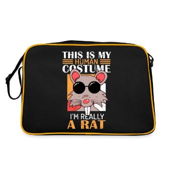 Rat, amoureux des rats, rats - Sac Retro - noir/or - Dos