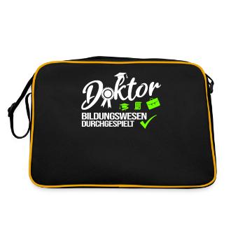 Doktor Bildungswesen Durchgespielt Doktorand - Retro Tasche - Schwarz/Gold - Hinten