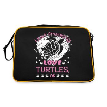 Turtle I Freaking Love Turtles - Retro Tasche - Schwarz/Gold - Hinten