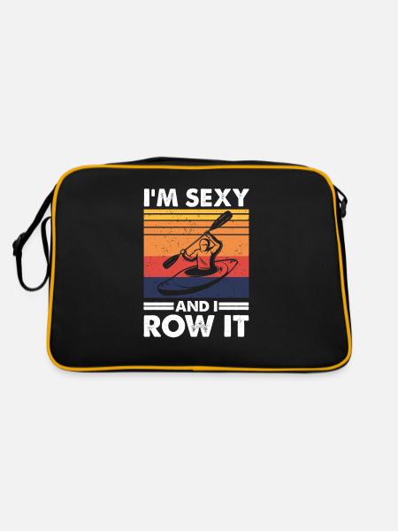 I'm sexy and I row it, Funny Kayaking Kayak Boot - Retro Tasche - Schwarz/Gold - Hinten