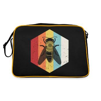 Biene Honigbiene Imker Retro - Retro Tasche - Schwarz/Gold - Hinten