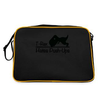 T-Rex Dinosaurier Push-Ups Lustige Dino Meme - Retro Tasche - Schwarz/Gold - Hinten