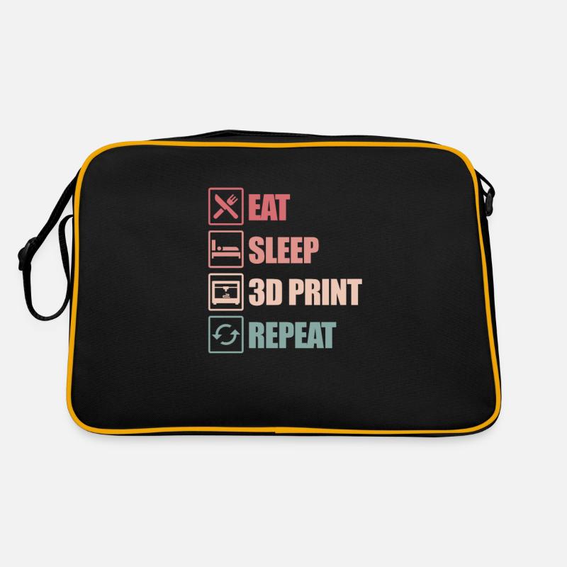 3d Drucker Druck Drucken 3d-druck Pla Geschenk - Retro Tasche - Schwarz/Gold
