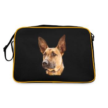 Malinois Belgian Dog Design Gift - Retro Bag - black/gold - Back