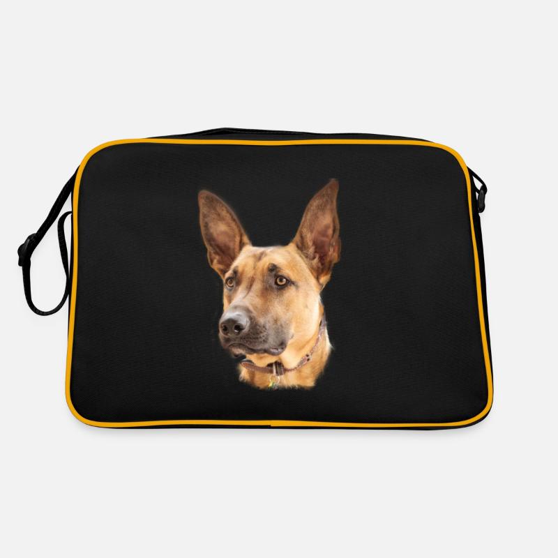 Malinois Belgischer Hund Design Geschenk - Retro Tasche - Schwarz/Gold