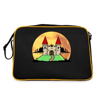 Middle Ages Castle Castle Fortress Nature Fantasy - Retro Bag - black/gold - Back