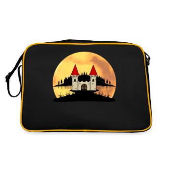 Middle ages castle fortress nature fantasy - Retro Bag - black/gold - Back