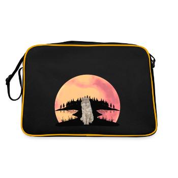 Loup Loups Faune sauvage Fantasy Forêt Animaux - Sac Retro - noir/or - Dos