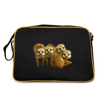 Funny meerkat young meerkat gift - Retro Bag - black/gold - Back