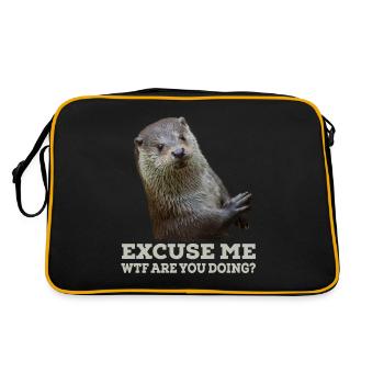 Loutre drôle disant drôle excuse-moi cadeau - Sac Retro - noir/or - Dos