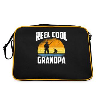 Reel Cool Grandpa, Funny Fishing Grandpa - Retro Bag - black/gold - Back