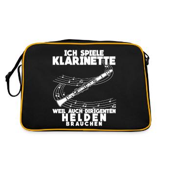 Klarinette - lustiger Dirigenten Spruch - Retro Tasche - Schwarz/Gold - Hinten