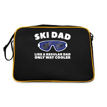 Ski Dad Vater Skifahren Papa Winter Geschenk - Retro Tasche - Schwarz/Gold - Hinten