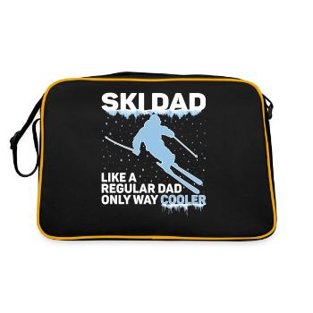 Ski Dad Vater Skifahren Papa Winter Geschenk - Retro Tasche - Schwarz/Gold - Hinten