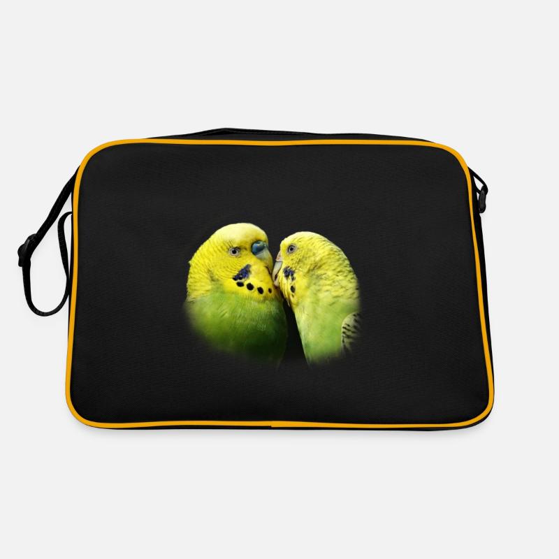Perruches baiser oiseau design cadeau Sac Retro